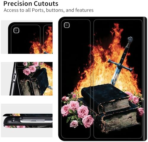 Case for Samsung Galaxy Tab A7 Lite 8.7" 2021 Model (SM-T220/T225/T227) | Slim Leather Smart Cover with Multi-Angle Anti-Slip Stand [Auto Wake/Sleep] Shell for Women Men, Flame Book Rose