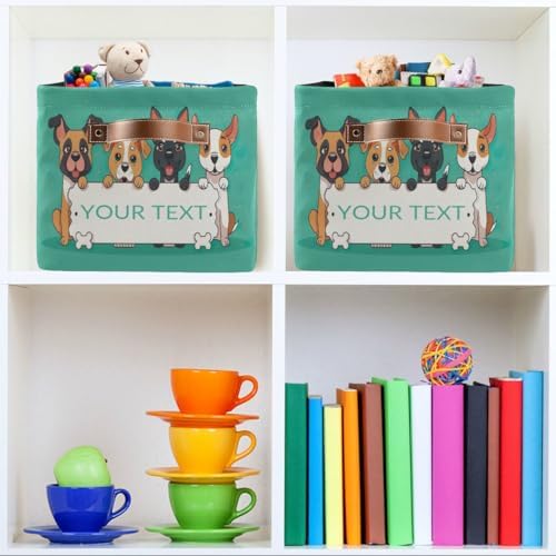 Personalized Dog Storage Basket with Handles, Customized Pet's Name Foldable Storage Bins Organizer Bag for Coats, Blankets, Clothes, 1PC