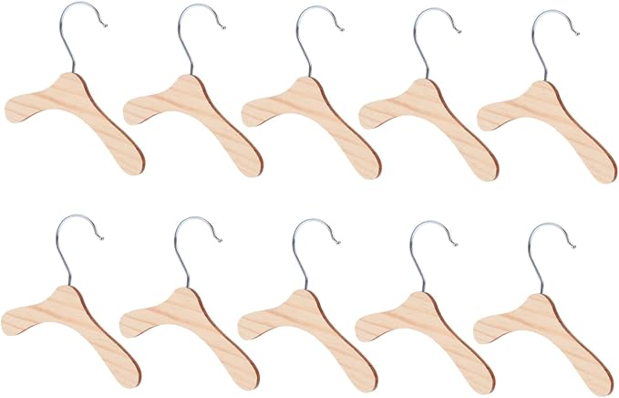 Unomor 10pcs Pet Clothes Hangers Wooden Dog Costume Rack Small Portable Organizer for Puppy Apparel and Coat Storage at Home