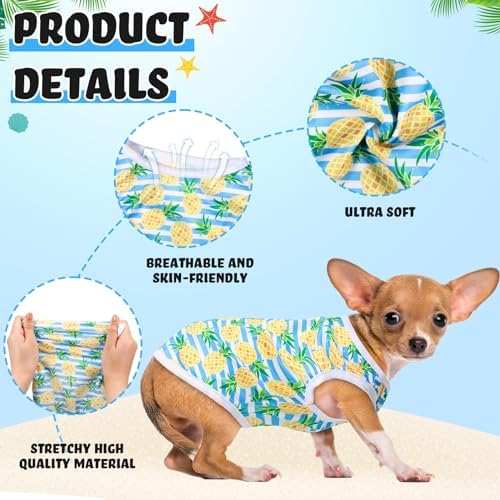 32 Pack Summer Hawaiian Dog Shirts for Small Dogs T-Shirts Pet Shirt Doggie Vest Puppy Clothes Flamingo Top Sleeveless Apparel for Cats(L)