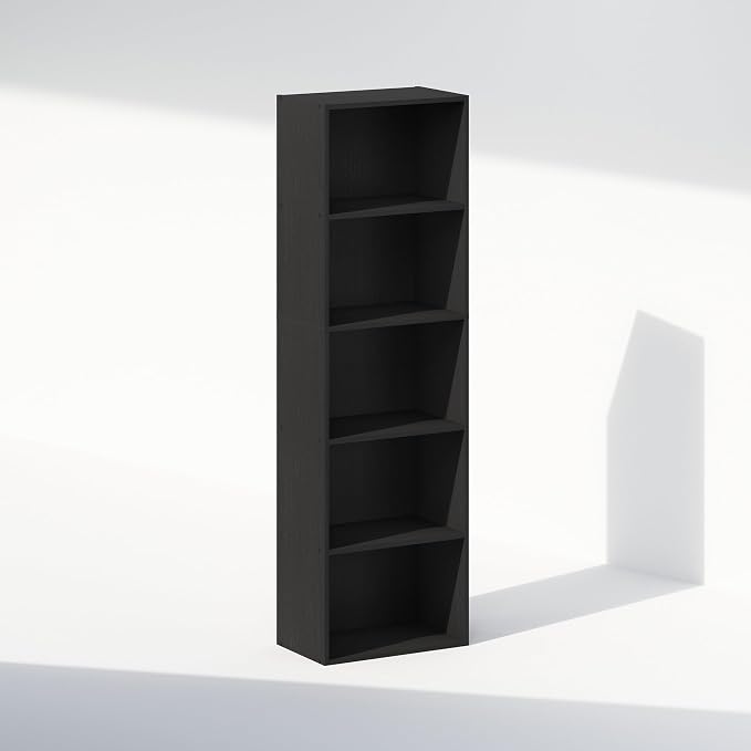 Furinno Reed Closet Organizers and Storage, 5-Tier Closet Organizer, Open Shelf Closet Storage, for Wardrobe, Bedroom, Living Room, Blackwood