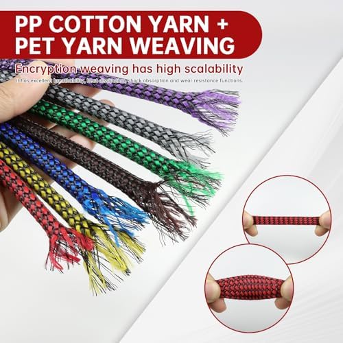 Expandable Braided Cable Sleeve, PP Yarn + PET Braided Expandable Sleeving Cable Management Protection High Density PET Wire Cover Sheath for Cables (Red Black, 12mm-19ft)