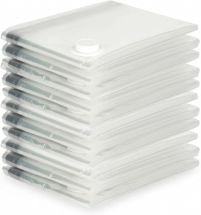 Vacuum Storage Bags for Clothes and Bedding, Clear Space Saver Bags with Valve, Reusable Compression Organizer (1 Pack)