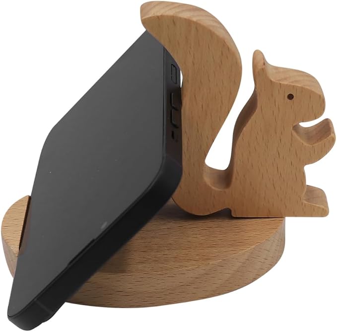 Cute Animal Cellphone Stand Holder Wooden Smartphone Desk Holder for Mobile Phones Cartoon Phone Stand Desk Ornament