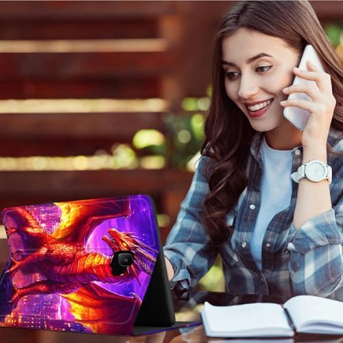 for Samsung Galaxy Tab A 10.1" 2016 SM-T580/T585/T587 Case | Slim Leather Smart Cover with Multi-Angle Anti-Slip Stand [Auto Wake/Sleep] Shell for Women Men - Purple Red Dragon