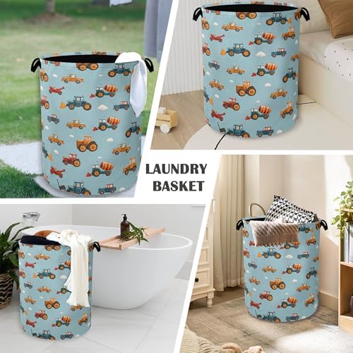 Cute Cars Laundry Basket,Foldable Oxford Cloth Tote Bag Laundry Hamper Clothes Storage Bucket Organizer for Bedroom Laundry Storage Dormitories 16" x 20.8"