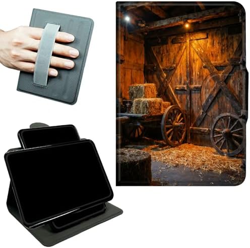 Rotating Handle Case for Samsung Galaxy Tab S8 Plus 2022/S7 FE 2021/S7 Plus 2020 12.4 Inch, 360 Degree Swivel Kickstand with Magnetic Closure Leather Protective Cover, Vintage Wheels