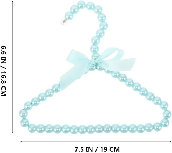 TEHAUX 4pcs Elegant Pet Clothes Hanger with Pearl Beads, Mini Dog and Cat Clothing Rack, Plastic and Iron Wire Construction for Sturdy Support and Organized Storage at Home or Grooming