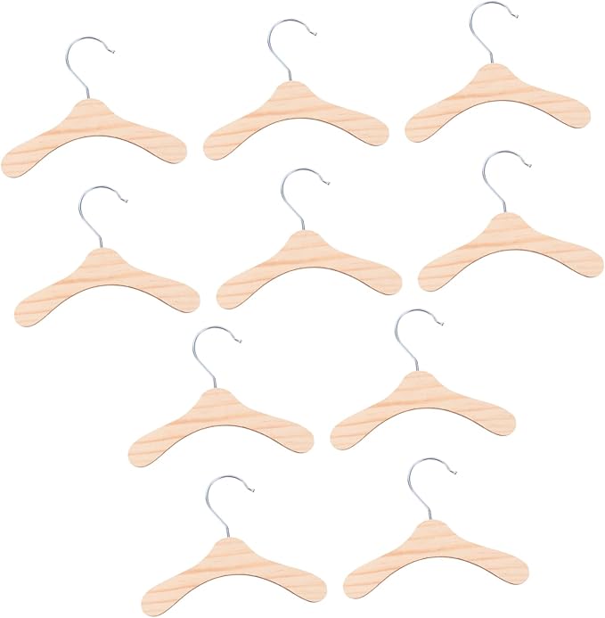 ABOOFAN 10pcs Pet Clothes Hangers Small Wooden Dog Clothes Rack Portable Lightweight Organizer for Cats and Dogs