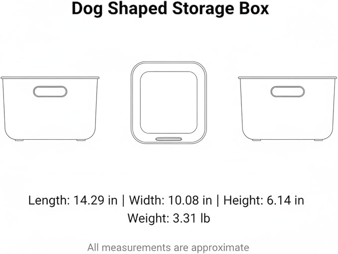 Dog Shaped Storage Bin with Lid and Handle, Decorative PP Plastic Organizer Box for Home, Office, and Craft Supplies