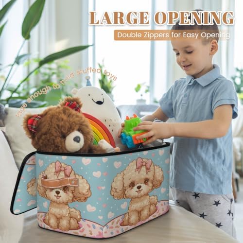 Cute Dogs Storage Box with Zipper Lid | Collapsible, Fabric, Storage Bin, Handle, Large, Closet Organizer, Containers, Bedroom, Home, Cute Donut Dogs
