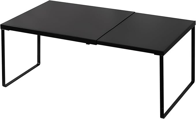 Nxconsu Expandable Cabinet Shelf, Shelf Riser for Cabinets, 10" Black | Edgeless Metal Cabinet Riser Holds 50 lb and Expands 14.6 to 24.6 in for Under Sink Kitchen Pantry Cupboard Shelf