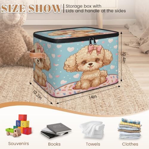 Cute Dogs Storage Box with Zipper Lid | Collapsible, Fabric, Storage Bin, Handle, Large, Closet Organizer, Containers, Bedroom, Home, Cute Donut Dogs