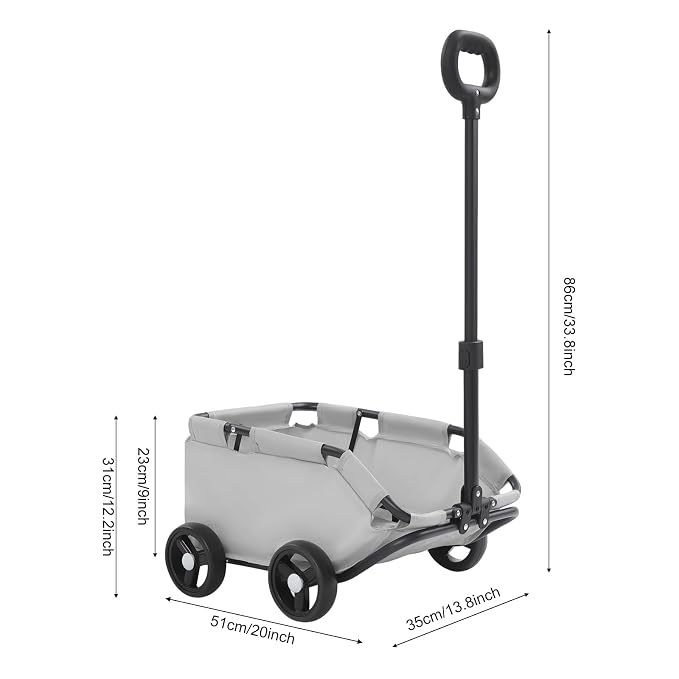 Dog Stroller, Portable Folding Dog Cart with 4 Wheels, Pet Stroller for Small Dogs Cats up to 16.53 LBS Pet Carrier Cart Cart with 360° Rotatable Handle for Travelling Shopping Walking Playing (Grey)