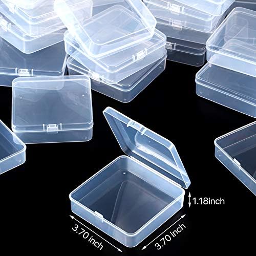 SATINIOR 24 Packs Small Clear Plastic Beads Storage Containers Box with Hinged Lid for Storage of Small Items, Crafts, Jewelry, Hardware(3.7 x 3.7 x 1.2 in)