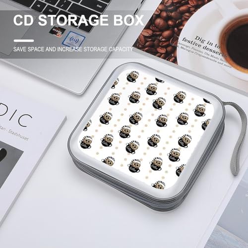Portable 40-Capacity DVD Storage Binder Colorful Owl, Hard Case CD Holder with Zipper, Organizer for Music Movies Game Discs