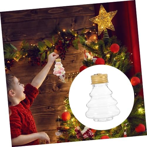 10pcs Christmas Tree Shaped Refillable Candy Jars Juice Bottles for Holiday Decorations for Beverages and Juice Storage