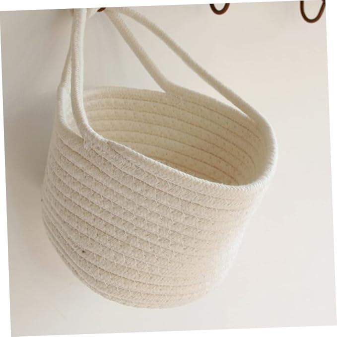 Woven Cotton Rope Storage Basket 7.08 in Round Hanging Basket Nursery Hanging Organizer for Toys Books Clothing Sundries Kids Play pack