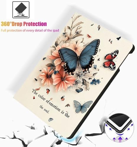 for Microsoft Surface Pro X/Pro X Plus-13 2019/2020/2021/2024 Tablet Case,Auto Wake/Sleep,Adjustable Stand Protective Cover - Butterfly Flower
