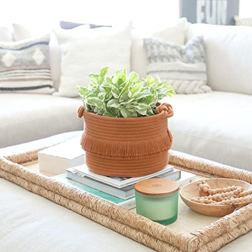 NaturalCozy 3-Piece Boho Decor Storage Basket Set – Cotton Rope Woven Baskets for Organizing! Small Basket for Baby Stuff, Baby Shower, Gift Basket, Nursery Basket, Planter, Toy Basket, Shelves