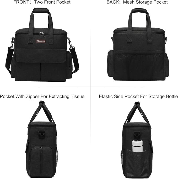 Modoker Weekend Dog Travel Bag Set with 2 Food Bags, 2 Bowls and Mat, Black | Dog Travel Accessories Organizer for Camping and Road Trips with Roomy Storage, Multiple Pockets and Water-Resistant Oxford