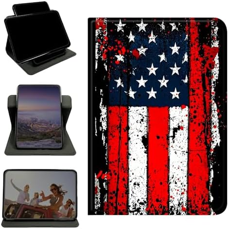 Case for Samsung Galaxy Tab A 10.1" 2016 SM-T580/T585/T587, 360 Degree Rotating Stand with Multi-Angle Vertical & Horizontal Viewing Shockproof Shell for Women Men, Vintage Black Flag