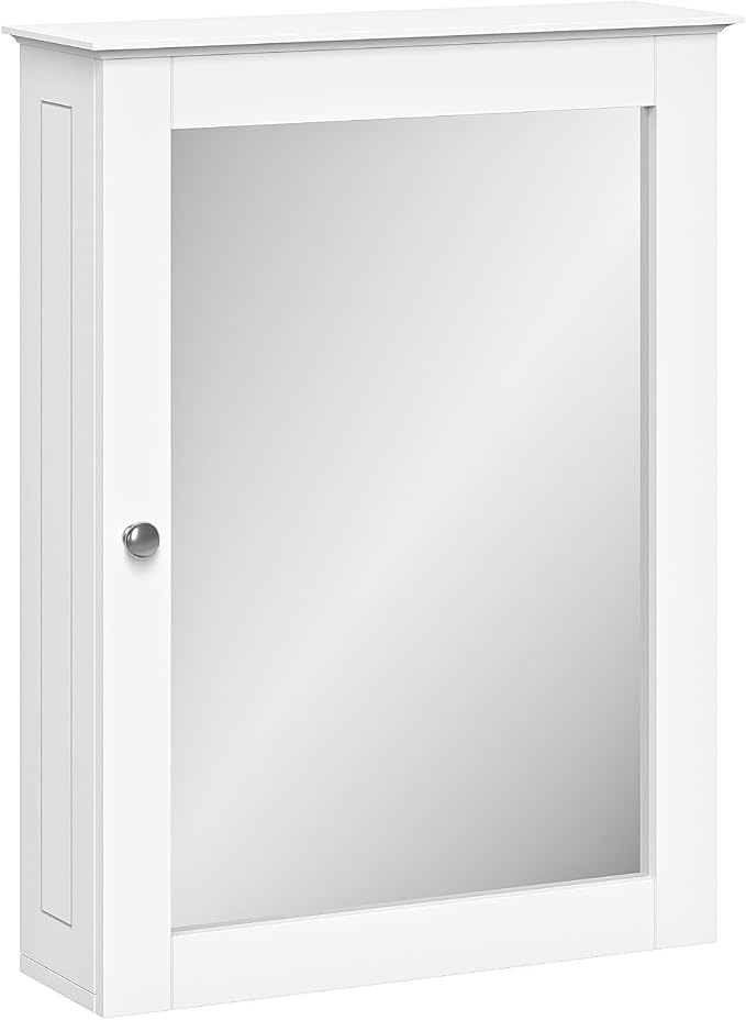 RiverRidge Ashland Bathroom Wall Mount Medicine Cabinet with Mirror, White | Bath Storage Cabinet with Adjustable Interior Shelf and Soft Close Hinges, Large Framed Mirror