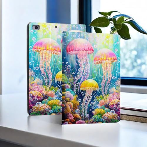 for Microsoft Surface Go 4/3/2/1-10.5" 2021 Tablet Case,Auto Wake/Sleep,Adjustable Stand Protective Cover - Jellyfish Ocean