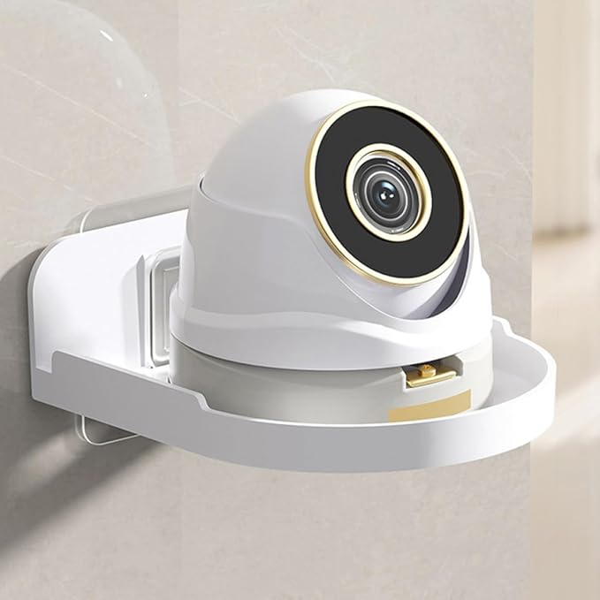 2pcs Wall Mount Security Camera Shelf Monitor Holder Small Floating Storage Rack White for Bathroom Kitchen Organization