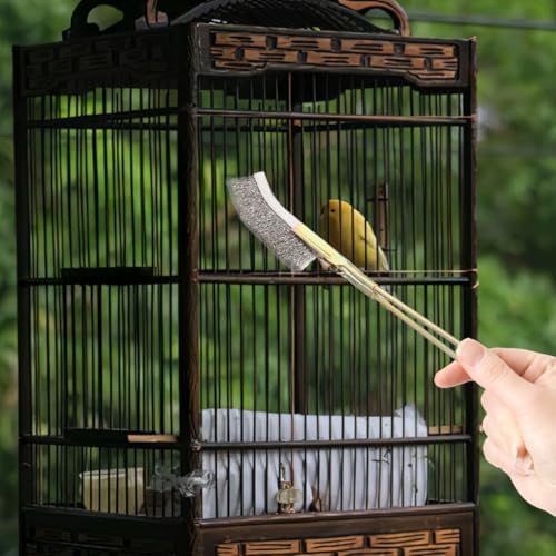 Ipetboom Bird Cage Cleaning Brush Long Handle Pet Cage Cleaning Accessory with Straight and Elbow Heads Hanging Storage Hole for Corners and Narrow Spaces