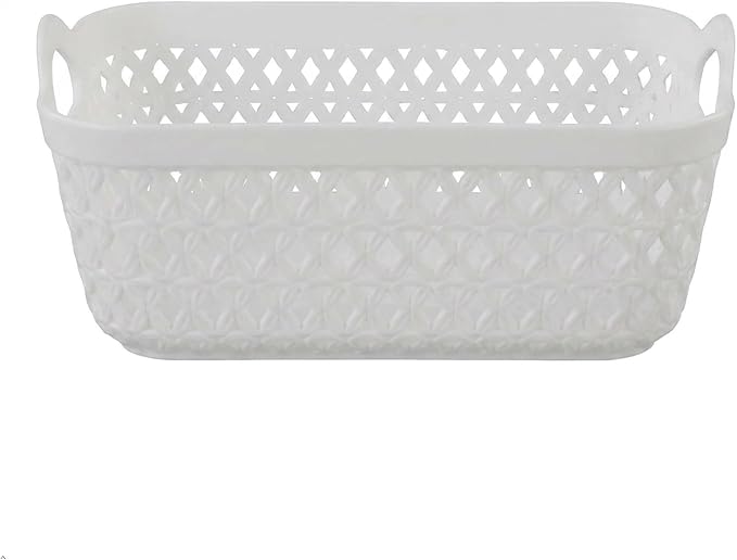 12-Pack Mini Plastic Storage Basket Set, Multipurpose Drawer Trays | White, Kitchen Pantry Containers, Drawer Organizer Trays for Classroom, Desk, Office
