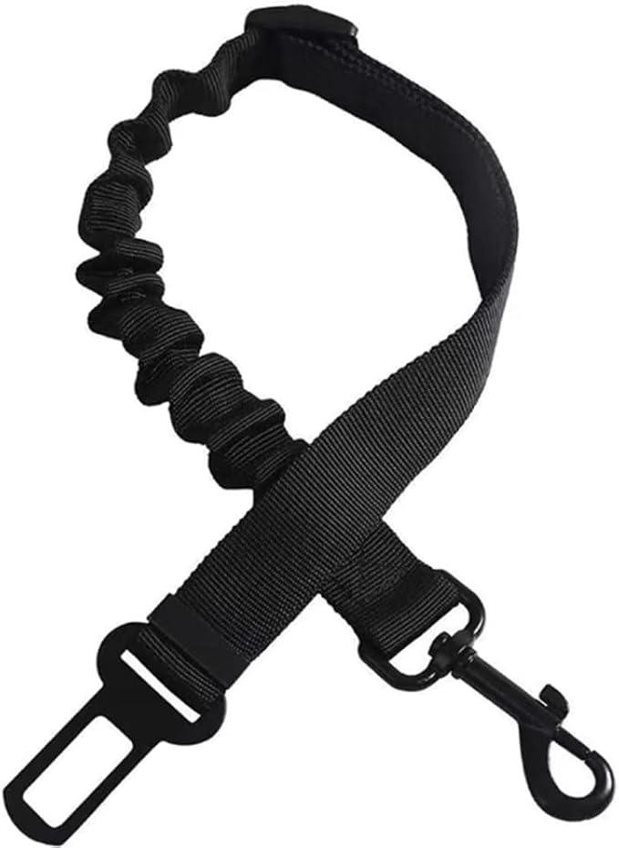 1 Piece Dog Car Seatbelt for VW Caddy 5/V 2020-2024 2025 | Durable pet restraint with elastic bungee buffer ensures safe canine travel preventing sudden stop road injuries