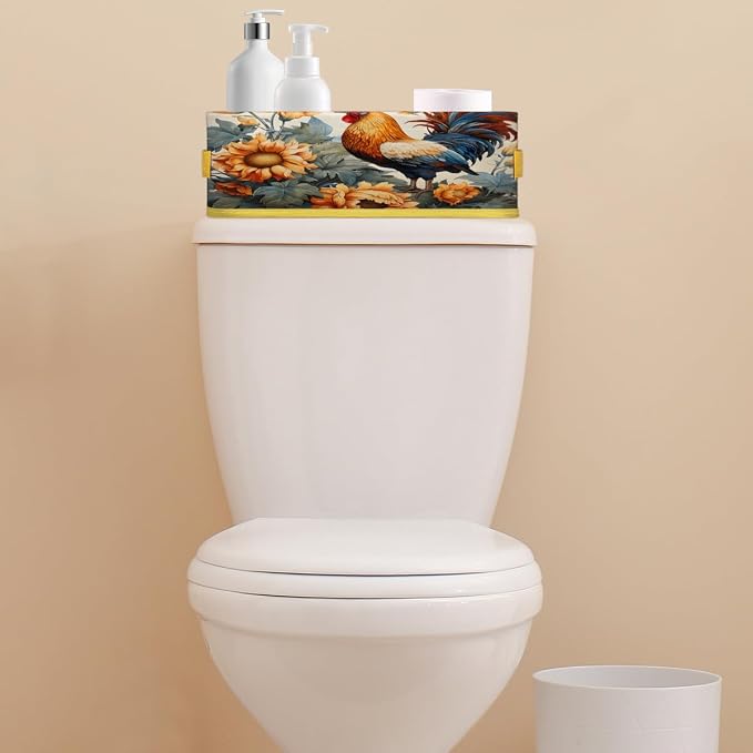 Sunflower Chicken Print Bathroom Storage Basket Waterproof Foldable Storage Bins with Handles Decorative Toilet Paper Storage Basket for Organizing for House Bathroom Toiletries