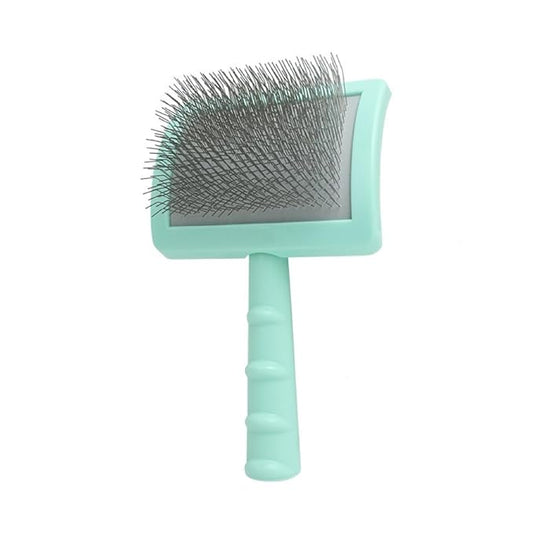 Professional Dog Slicker Brush for Poodles, Goldendoodles & Long-Haired Dogs – 25mm Extra Long Pins, Gentle Dematting & Detangling Tool for Thick Curly Coats, Non-Slip Ergonomic Handle (green, L)