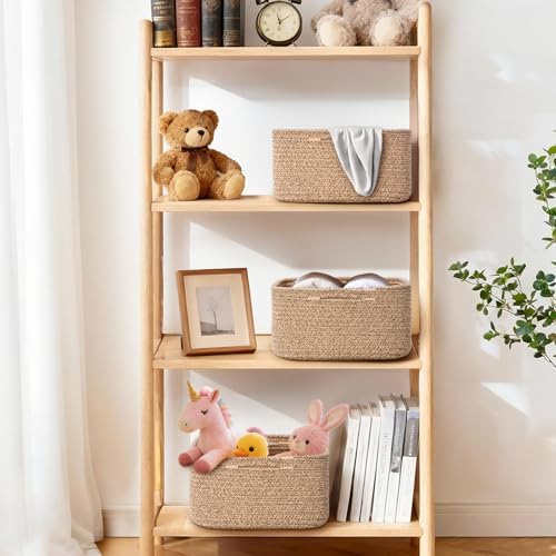 Storage Baskets for Shelves, 2 Pack Shallow Basket