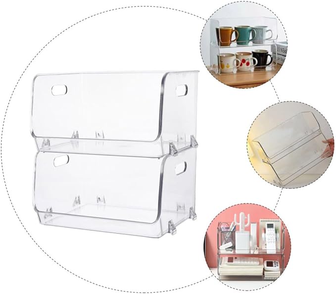 2pcs Stackable Sundries Storage Holders with Wear and Break Resistance Pet Material, Decorative Makeup Organizers for Tabletop Use, Simple Style Practical Figurine Holders