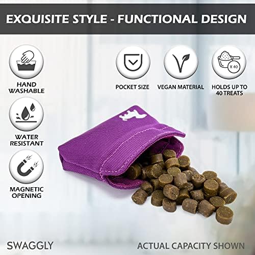Extra Small Dog Treat Pouch – Slim Magnetic Pocket Dog Treat Bag for Walking & Training – Discreet Clip On Treat Pouch for Leash, Waistband or Pocket – Mess Free Storage (Pink)
