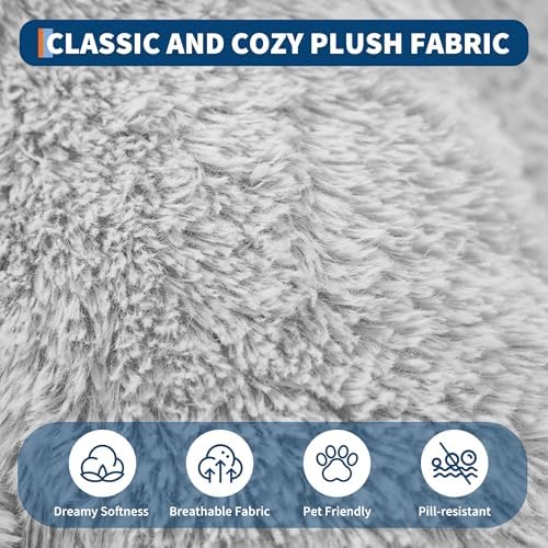 Human Dog Bed for Adults and Pets, Giant Orthopedic Memory Foam Napping Bed with Washable Fluffy Faux Fur, Oversized Bean Bag Dog Bed with Side Pocket & Carry Strap for Living Room & Bedroom