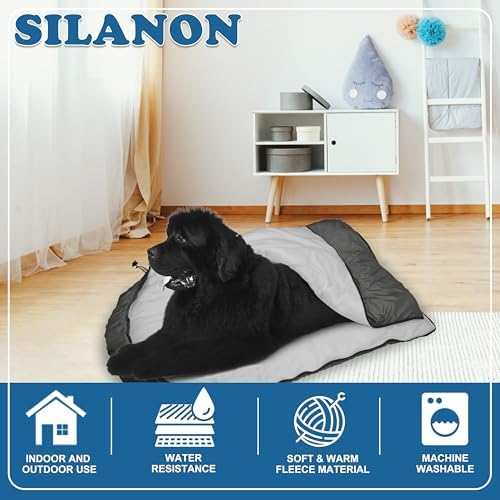 Dog Sleeping Bag Waterproof Warm Packable Dog Bed with Storage Bag Large Portable Pet Bed Mat for Travel Camping Hiking Backpacking Indoor Outdoor