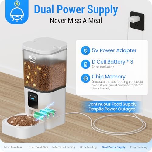 Automatic Cat Feeder with 5G WiFi: Automatic Dog Feeder with Slow Feed & Smart APP Control, 7L Timed Auto Cat Food Dispenser with Alexa for Pets, Detachable for Easy Cleaning - 29 Cups