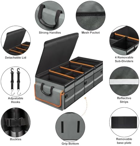 GDNasist Car Trunk Organizer and Storage for Car, SUV & Sedan, Extra Large