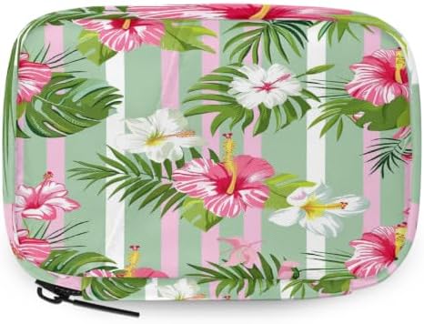 Travel Pill Organizer Pink Green Stripe Flowers Small Pill Case
