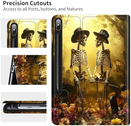 for Samsung Galaxy Tab S9 11 Inch/S9 FE 10.9 Inch 2023 Case | Slim Leather Smart Cover with Multi-Angle Anti-Slip Stand [Auto Wake/Sleep] Shell for Women Men, Forest Skull Leaf