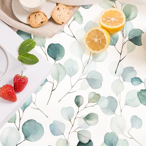 HAOKHOME Adhesive Shelf Liner Dresser Leaf Contact Paper 17.3in x 16.4ft | Peel and Stick Green White Drawer Cabinet Liners Countertop for Kitchen Bathroom Wire Desk Waterproof Removable Decorative