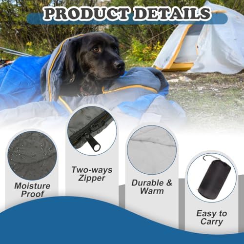 Dog Sleeping Bag Waterproof Warm Packable Dog Bed with Storage Bag Large Portable Pet Bed Mat for Travel Camping Hiking Backpacking Indoor Outdoor