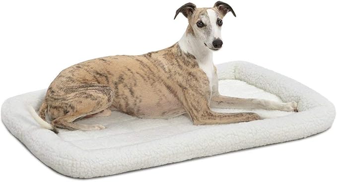 MidWest Homes for Pets QuietTime Dog Bed - White Fleece Bolster, Ultra-Soft and Machine Washable, Fits 36-Inch Crates and Carriers, for Medium to Large Breed Dogs