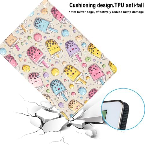 for Samsung Galaxy Tab E 9.6 Inch 2015 (SM-T560/T561/T567) Tablet Protective Cover with Adjustable Stand and Magnetic Auto Wake/Sleep,Boba Milk Tea Cartoon