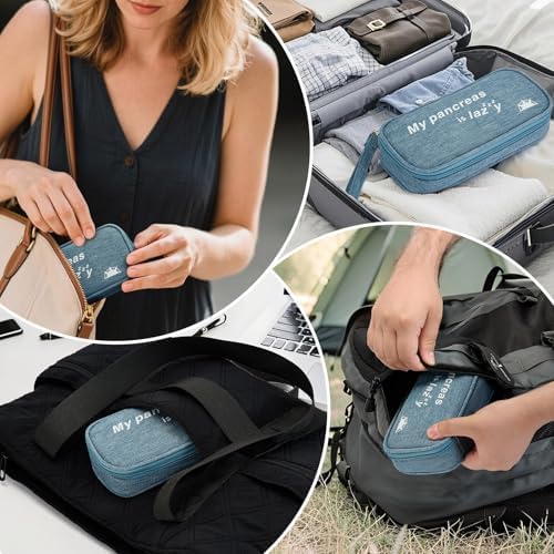 apollo walker Insulin Cooler Travel Case with Ice Packs and Insulation | TSA Approved Includes 2 x 90g ice packs for 9-hour cooling insulin pens & syringes for Diabetics to Carry (Light Blue)