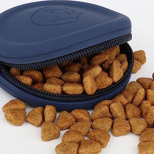 WALLFID Silicone Dog Treat Pouch Small Bag,with Pet Training Clicker,Walking Bag for Dog and Cat, Pocket Size, Easy to Clean, Odorless, Zipper Design,Moisture-Proof,Travel Walking Bag.(Navy Blue)