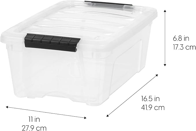 IRIS USA 6-Pack 13 Quart Storage Bins with Lids, Clear | Transparent design makes contents easy to find. Ideal for shoes, photos, documents, and small essentials. Nestable design